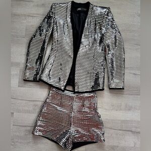Zara geometric sequin suit set